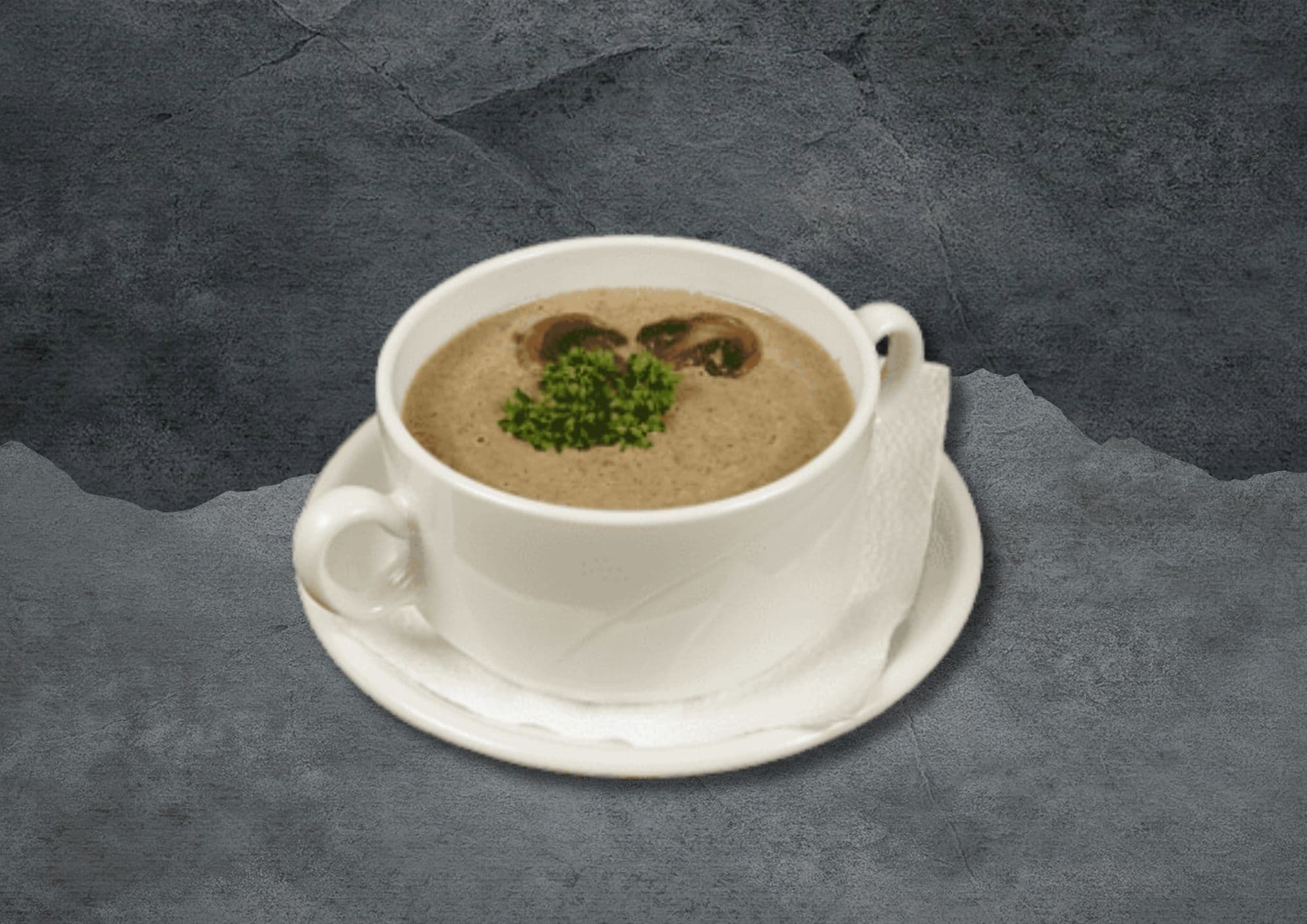 Wild Mushroom Soup with Garlic Bread