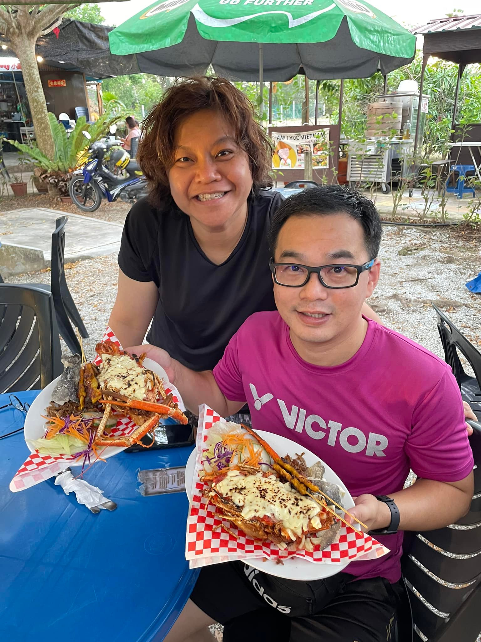 Couple showing their food