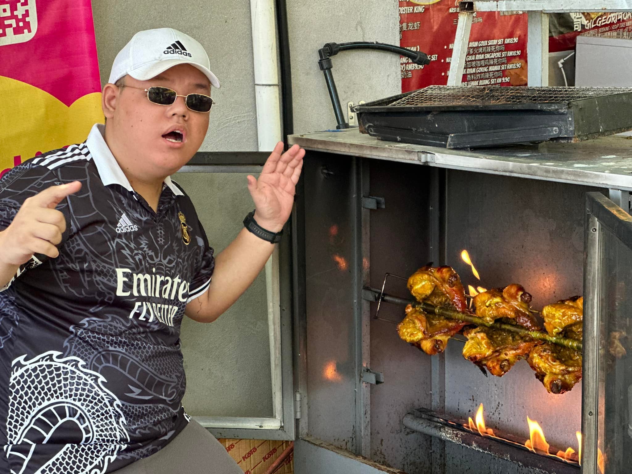 Chef with rotisserie